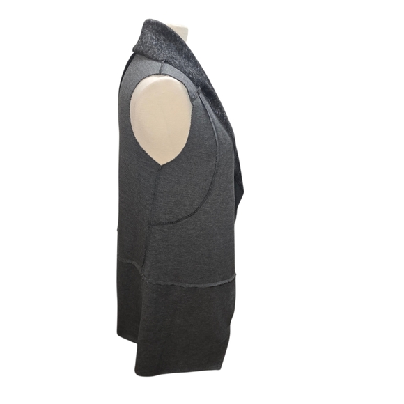 Altar'd State Vest Small Gray Fleece Vest Open Front Waterfall - Picture 6 of 12